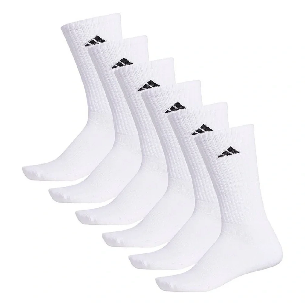 ADIDAS• ATHLETIC CUSHIONED CREW  SOCKS • 6 PAIRS